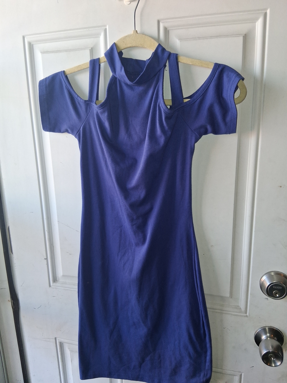 Cold-Shoulder Mini Dress in Deep Purple